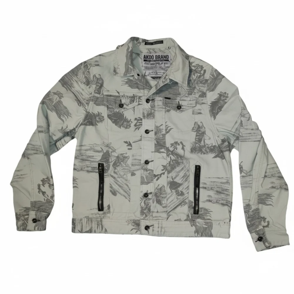 AKOO Gray / Cream Men's Trucker Jacket
